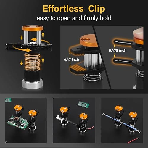 Magnetic Helping Hands Clamp Metal, Adjustable Third Hand Soldering Holder Stand For Small Electronics, Hobby DIY, Craft, PCB Repair, Precise Work, Exclusive Dual-Head Ultra-Grip (Yellowblack, long) thumbnail 2