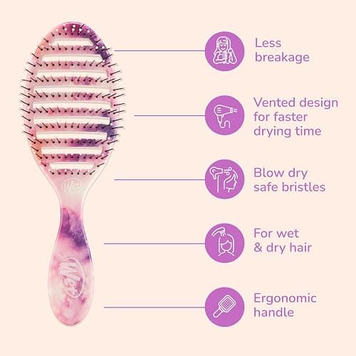 Wet Brush Speed Dry Hair Brush - Watermark (Color Wash) - Vented Design and Ultra Soft HeatFlex Bristles Are Blow Dry Safe With Ergonomic Handle Manages Tangle and Uncontrollable Hair - Pain-Free thumbnail 4