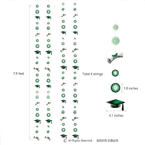 Cheerland Graduation Party Decorations 2026 Green Garland Banner Streamer Cap Gown Diploma Degree Completion Academic Milestone Green Graduation Decor College University High School Backdrop Supplies thumbnail 2