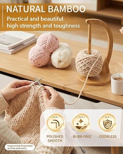 SPEENSUN Magnetic Yarn Holder for Crocheting, Large Size, Natural | Holds 1.1 lbs, Fits Most Yarns, Smooth Spinning, Prevents Tangling, Premium Bamboo, Knitting & Crochet Accessory thumbnail 5