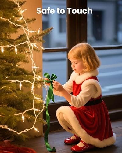 Minetom Clear Christmas Lights Set 100 Count 20 Feet Incandescent Bulb Mini String Lights for Indoor Christmas Tree Garland Birthday Wedding Party Festival Decoration, White Wire thumbnail 4