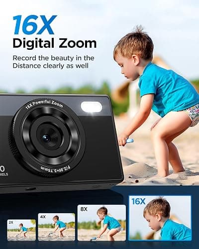 64GB Digital Camera for Kids: 48MP Anti-Shake Camera Photography Vlogging Camera for YouTube 16X Digital Zoom Photo Filtration Continuous Shooting Self-Timer Autofocus Compact Camera thumbnail 3