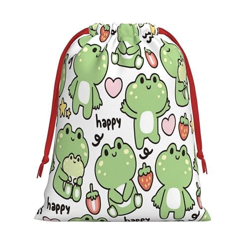 ZZhua Cute Frog Strawberry Grip Bag Drawstring Gift Bag Reusable Gymnastics Grip Bag For Anniversary, Wedding, Birthdays, Gym Small - Image 1