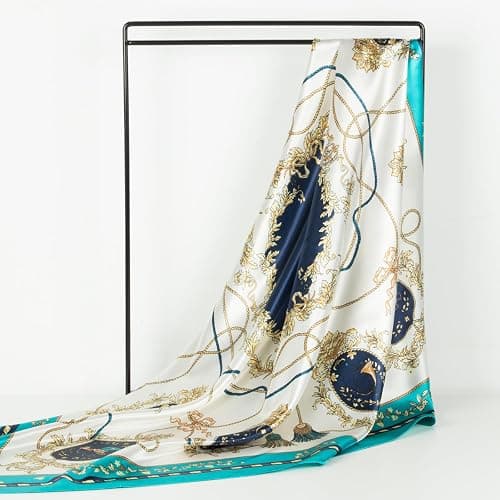 RIIQIICHY Head Scarf for Women Like Silk Scarf Hair Scarf Printed Square Scarf Bandanas for Women 35 Inches thumbnail 5