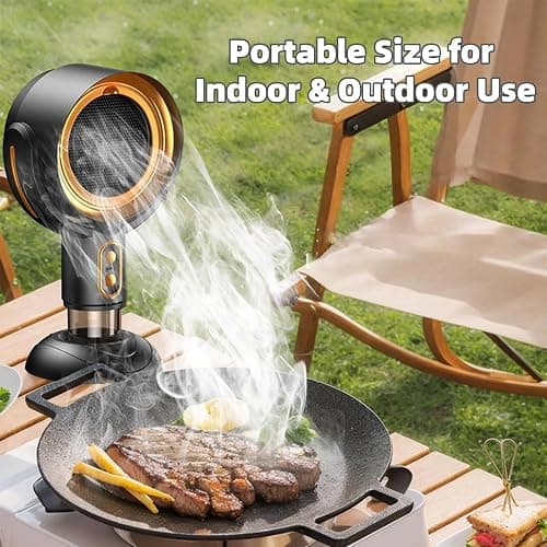 Desktop Smoke Purifier Fan, Portable USB Rechargeable Adjustable Angle Smoke Trap, Mini Air Purifier with Removable Washable Filter for Indoor Smoking, Cooking, RV, Office & Kitchen Use thumbnail 3