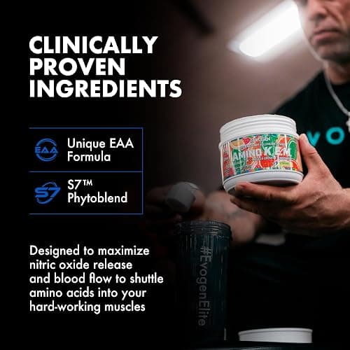 Evogen Amino K.E.M. - EAA & BCAA Powder Pump Volumizer | BCAAs Amino Acids Supplement for Blood Flow, Muscle Growth, & Hydration | Citrus Candy | 30 Servings thumbnail 5
