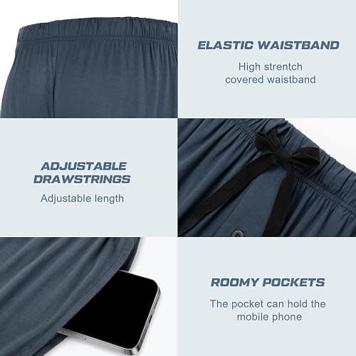 Men's Pajama bottoms Lounge Sleep Shorts Soft Comfortable Breathable Pajamas Shorts with Pockets 2 Pack thumbnail 3