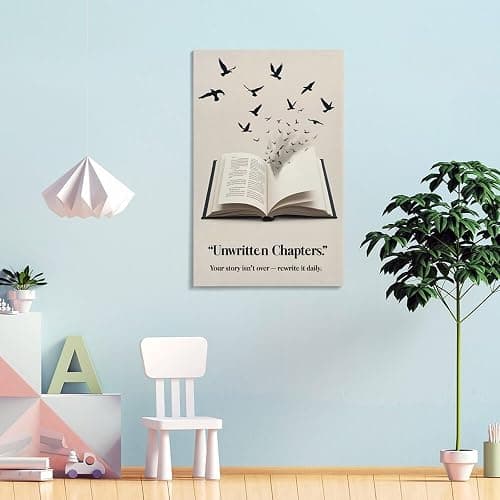Eunoiax Inspirational Book Wall Art Motivational Quote Poster with Flying Birds And Open Pages Literary Life Quote Decor for Office Library Classroom Or Home Gift 12x18inch(30x45cm) Unframe - 03. Inspirational Book Wall Art - Unframed - 12L" x 18W" thumbnail 6