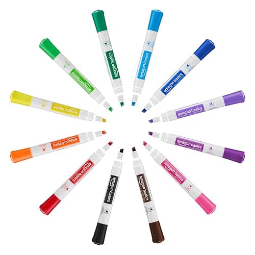Amazon Basics Low-Odor Dry Erase Whiteboard Markers, Chisel Tip, 12 Assorted Colors, 36 Count thumbnail 5