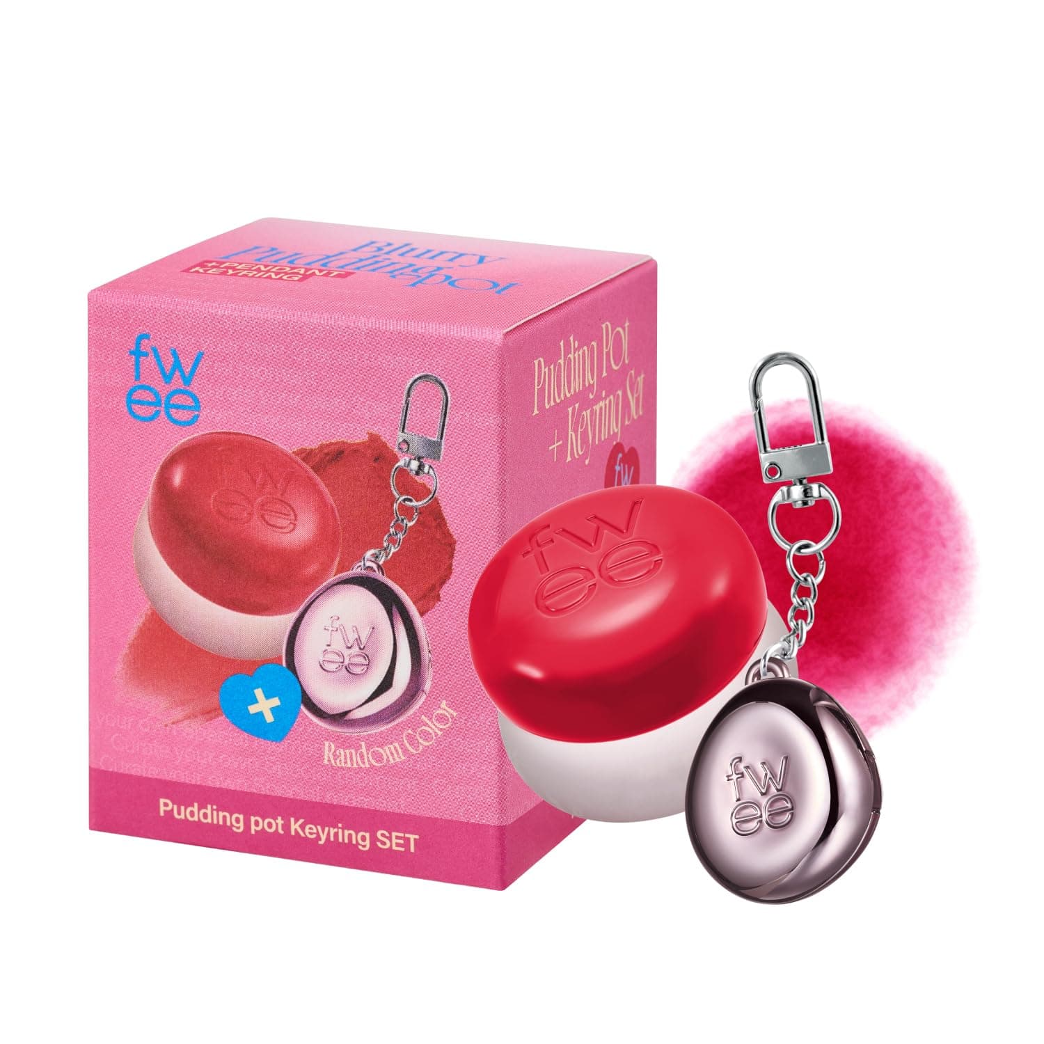 Lip&Cheek Blurry Pudding Pot + llavero colgante | Llavero de color aleatorio | | Reddish Moment Mule | Rubor de maquillaje, ligero y modulable, acabado mate suave multiusos | 5 g - Image 1