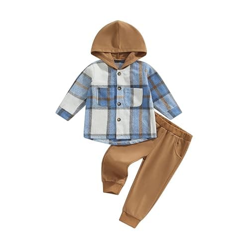 2Pcs Baby Boys Hoodie Tops Pants Set Dinosaur Deer Print Sweatsuit Fall Winter Outfits - Image 1
