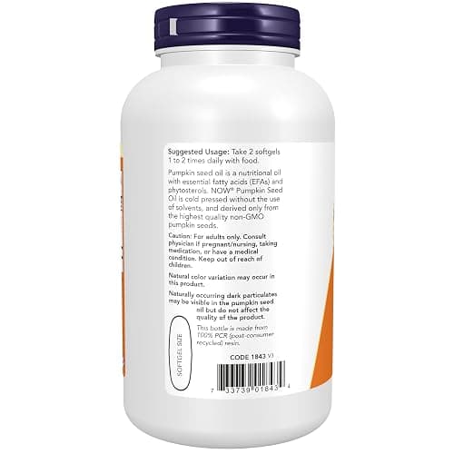 NOW Supplements, Pumpkin Seed Oil 1000 mg with Essential Fatty Acids and Phytosterols, Cold Pressed, 200 Softgels thumbnail 3
