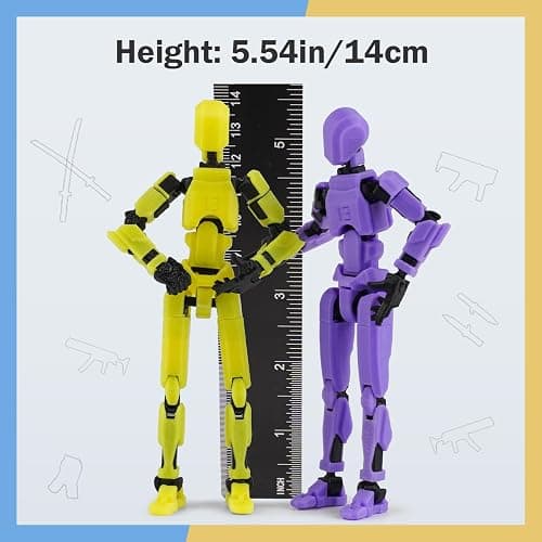 Nemoro Pre-Assemly 3D Printed 5.54'' Stick Tian 13 Action Figure, Multi-Jointed Robo13, Articulated T13 Desktop Decoration,12 in 1 Accessories, Best Birthday Festival Gift (Red Gold) thumbnail 2