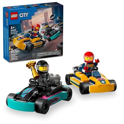 LEGO City Go-Karts and Race Drivers Toy Playset, 2 Driver Minifigures, Racing Vehicle Car Toy, Fun Race Car Toy Gift for Kids Aged 5 and Up, 60400 - Image 1