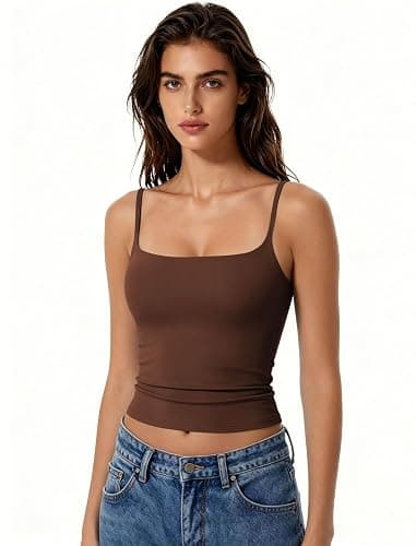 Avidlove Tank Tops for Women Square Neck Spaghetti Strap Double Lined Y2K Going Out Camisole Top thumbnail 5