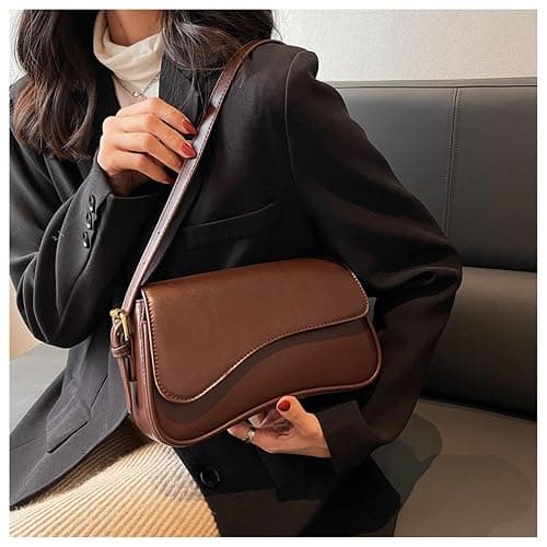 Shoulder Bag for Women Y2K Trendy Purse Vegan Leather Hobo Handbags Clutch Saddle Bag with 2 Removable Strap thumbnail 2