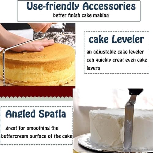 Jninexiu 12 Inch Aluminium Alloy Revolving Cake Stand, Rotating Cake Turntable for Cake, Cupcake Decorating Supplies (35Pcs) thumbnail 5