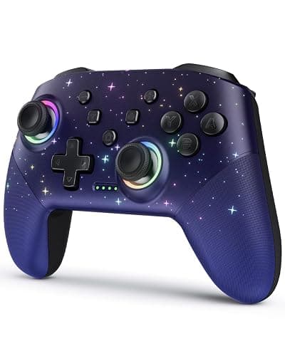 VOYEE Switch Controller, LED Star Wireless Pro Controllers Compatible with Switch/Lite/OLED, Multi-Platform Windows PC with 9 Colors Colorful RGB Lights/Programmable/Vibration/Turbo/Wakeup thumbnail 2