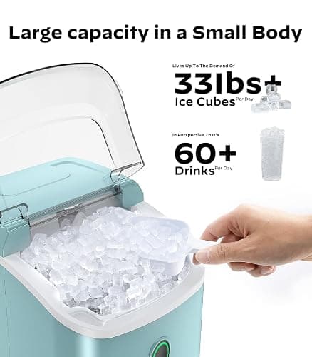 Silonn Nugget Ice Maker Countertop, Pellet Ice Machine with Self-Cleaning Function, Sonic Ice Maker Produces 33lbs of Chewable Ice in 24 Hours, Ideal for Home Kitchen and Office (Green) thumbnail 5