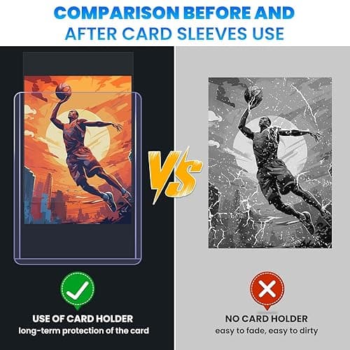 200 Card Sleeves Top Loaders for Cards, 3" x 4" Hard Plastic Toploaders, Baseball Card Protectors, Trading Card Holder for Football Sports Cards (100 Toploaders + 100 Penny Sleeves) thumbnail 7