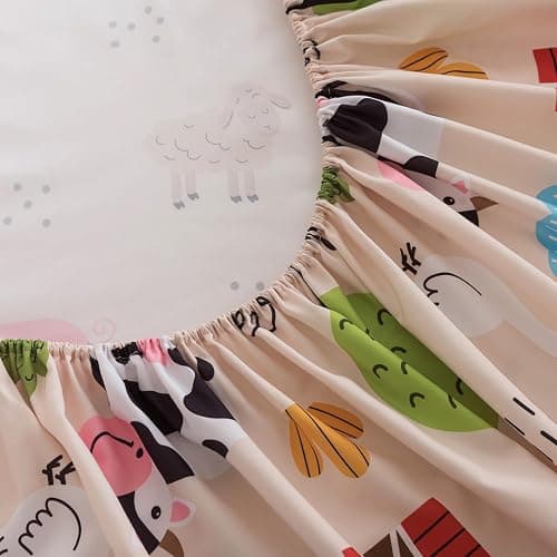qjmiaofang 4Pcs Girl Zip Up Bedding Twin for Girls Farm Animal Comforter Set Kids All in One Zipper Bedding with Cow Sheets All Season Farmhouse Animal Zippered Bed Set with Fitted Sheet Decor thumbnail 8
