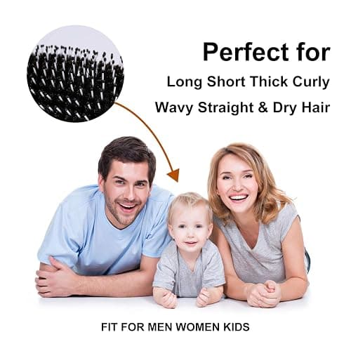Hair Brush Mini Boar Bristle Hairbrush for Thick Curly Thin Long Short Wet or Dry Hair Detangle Massage Add Shine, Pocket Travel Small Paddle Hair Brush for Men Women Kids thumbnail 4