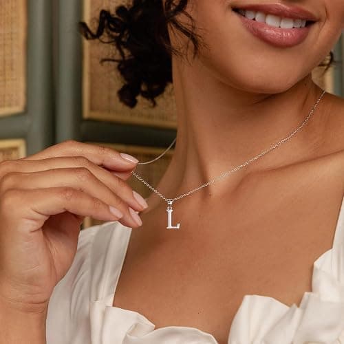 TINGN Halskette Damen Silber 925 Kette, Hypoallergene Silber Kette mit Buchstabe Anhänger Kette Silber Halskette Geburtstag Geschenke für Frauen Mama Freundin Teenager Mädchen (mit Geschenkbox) thumbnail 4
