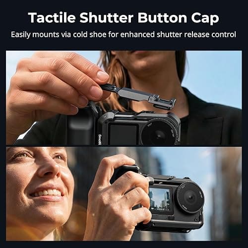 SMALLRIG Handle Grip Kit for DJI Osmo Action 6 with Metal Cage, Street Photography Grip for DJI, Action 6 Cage with Shutter Button, Cold Shoe, Wrist Strap, Lens Cover, 1/4 Threaded Hole - 6037 thumbnail 4
