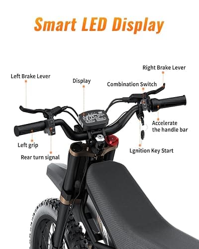 GT73 /GT73 Pro/ GT73 Mini Electric Dirt Bike for Adults/Teens - 3000W/ 2500W Motor - 50/37 MPH High-Speed, 25"/14'' Fat Tires & Dual Removable Battery, All-Terrain Off-Road eBike for Snow, Sand thumbnail 5