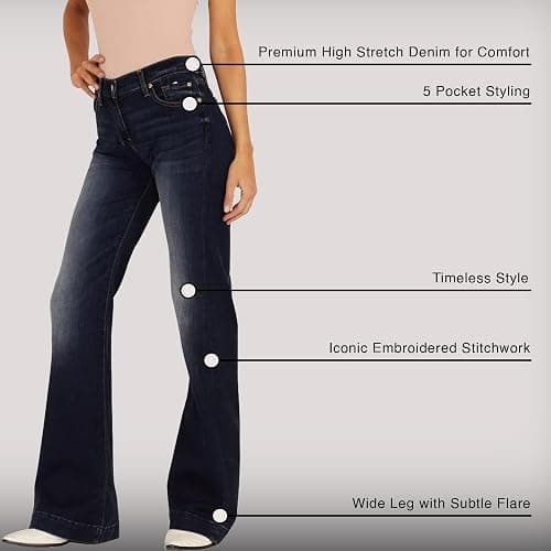 7 For All Mankind Womens Women's Tailorless Dojo Regular Fit Flared Jeans thumbnail 6