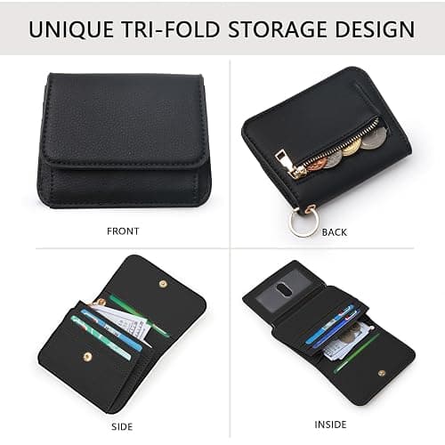 Sunpour Keychain Wallet RFID Wristlet Wallets for Women,Small Wallets Woman Key Chain Wallet with Coin Pocket and Id Window thumbnail 3