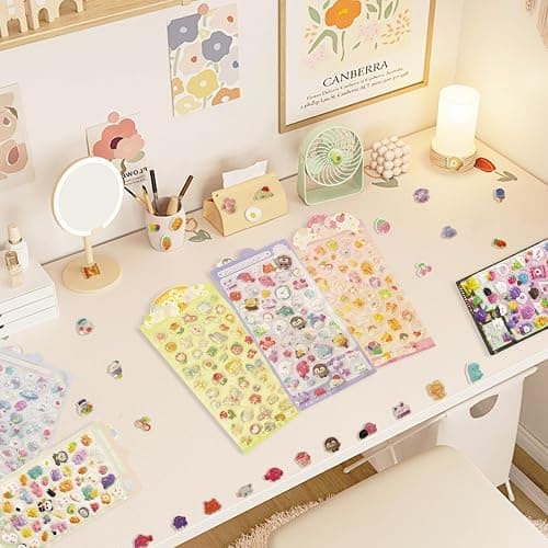 Bayurht 6 Sheets 3D Puffy Stickers 280+ PCS Resin Kawaii Sticker Butterfly Flower Animal Cute Stickers Decorative Resin Sticker for Scrapbooking Journals Laptops Phone Case thumbnail 7