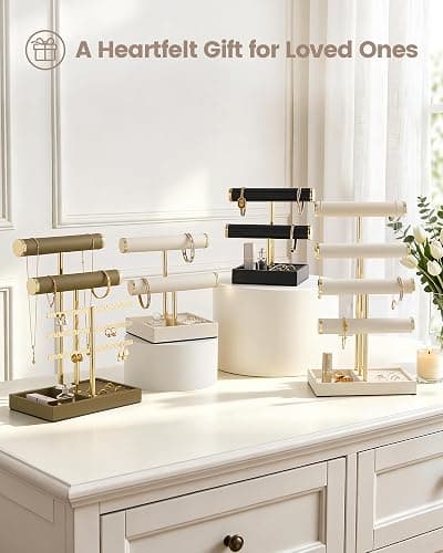 Lolalet 2-Tier Bracelet Holder Organizer, PU Jewelry Display Stand -Beige | Easy-Clean Jewelry Holders with Storage Tray for Ring, Space-Saving Watch Rack for Vendors, Room Decor, Gift for Girls Women thumbnail 9