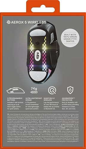 SteelSeries Aerox 5 Wireless - Souris gaming perforée RGB - Design ultra-léger et étanche - 9 boutons - Bluetooth/2.4 GHz - Capteur optique TrueMove Air 18K DPI thumbnail 16