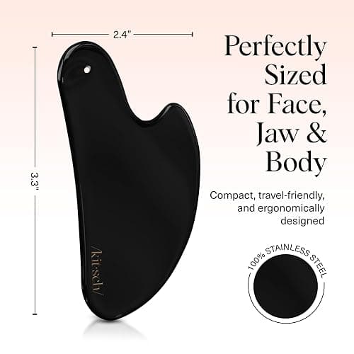 Kitsch Stainless Steel Gua Sha Facial Tools - Guasha Tool for Face, Face Sculpting Tool, Neck Massager, Double Chin Reducer Gua Sha Tools, Lymphatic Drainage Massager, Facial Skin Care - Matte Black thumbnail 5