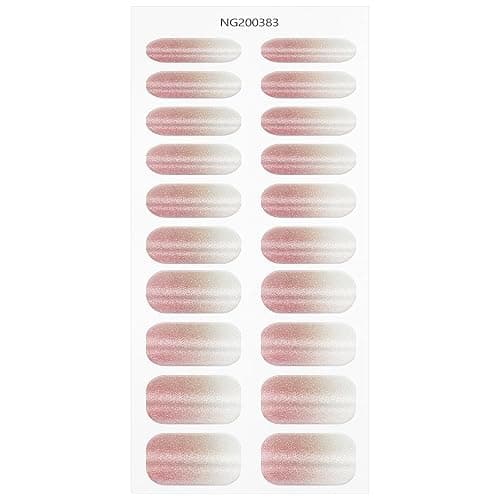 JMEOWIO Gel Nail Stickers Pink Cream Semi Cured Gel Nail Strips Wraps UV/LED Nails Art Design Decoration Accessories thumbnail 2