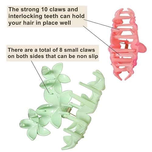 6 Pcs Big Flower Hair Claw Clips, 3Head Frangipani Flower Gradient Color Large Hair Clips, Beach Vacation Strong Hold Jaw Hairpin for Women Girls Hair Accessories (6 PCS Big) thumbnail 4