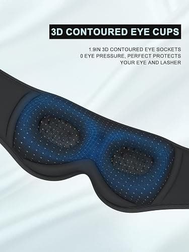 LC-dolida Sleep Headphones, 3D Sleep Mask Bluetooth Wireless Music Eye Mask, Sleeping Headphones for Side Sleepers Sleep Mask with Bluetooth Headphones Ultra-Thin Stereo Speakers Perfect for Sleeping thumbnail 7