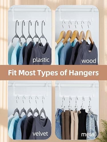 HOUSE DAY Space Saving Hangers, 10 Pack, Closet Organizer and Storage, Cascading & Reinforced Hanger Hooks, Space Saver Hanger Organizer, Dorm Room Essentials for Closet Organization - White thumbnail 6