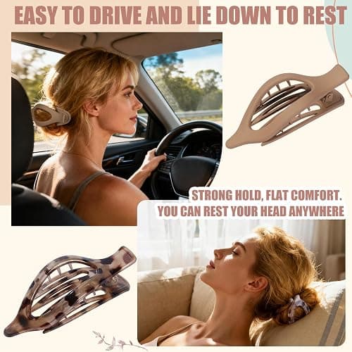 Flat Hair Clips for Women - 6 PCS French Flat Claw Clips Medium Hair Clips for Girls Large Hair Claw Clips for Thick or Thin Hair Strong Hold No Slip Hair Accessories for women (Transparent) thumbnail 6