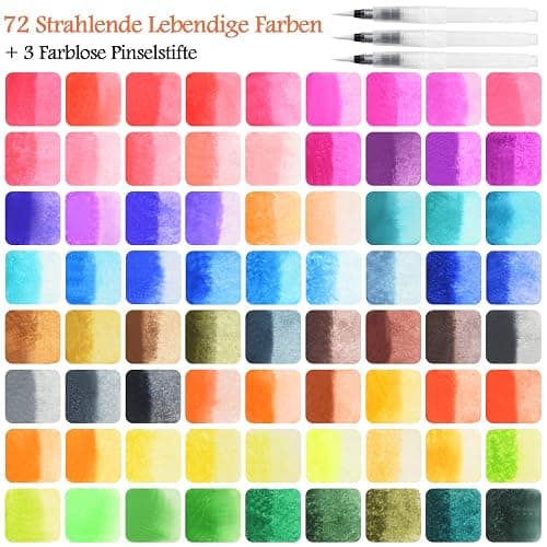 KEMYR Watercolour Pens Set with Brush Tips – 72 Rich Vivid Colours,3 Blender Pens for Smooth Blending, Watercolour Brush Pens Professional Art Supplies for Drawing, Coloring Books, Calligraphy thumbnail 5
