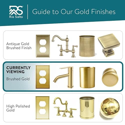 Rio Salto Toggle Light Switch Cover Plate MIDSIZE BRASS Outlet Covers Single Toggle Switch Plate Flip Switch 1 Gang Brushed Brass Gold Metal Decorative Wall Plates — Signature Collection 4.94" X 3.13" thumbnail 8