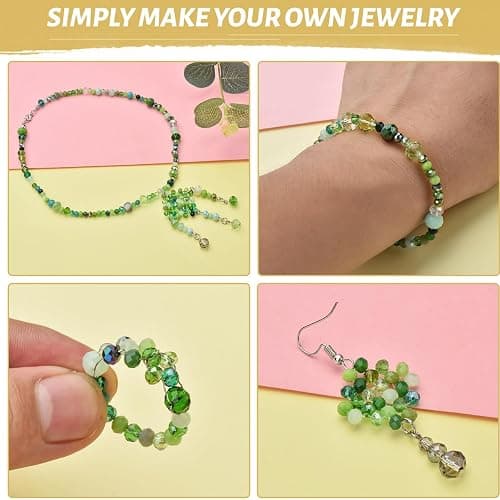 200PCS 6mm Crystal Glass Beads, Round Faceted Glass Beads, Colorful Assorted Bead for Jewelry Making, DIY Bracelets, Necklaces, Craft Projects, Multicolored Spacer Bead and Crafting (Green 6MM) thumbnail 3