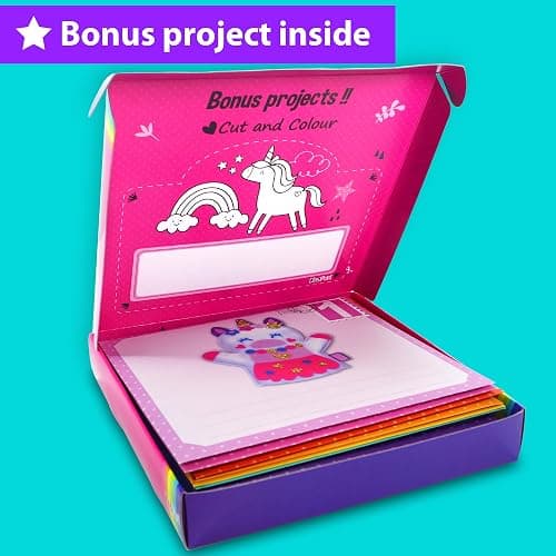 KRAFUN My First Craft Workshop Art and Craft Kit for Kids - 19 Projects in 10 Envelopes, Unicorn, Mermaid, Princess & Llama Crafts, Creative Educational Activity Gift for Girls Toddlers Ages 3 4 5+ thumbnail 6