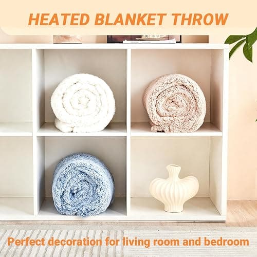 Heated Blanket Heated Throw, Electric Blanket 50"x60" Heating Blanket with 8 Hours Auto Off 10 Fast Heating Levels Machine Washable Sherpa Heated Blanket with Overheating Protection thumbnail 7