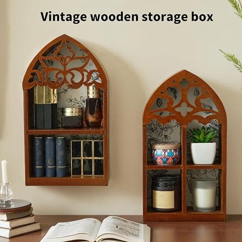 NTCLHFXU Wooden Wall Shelf, Victorian Vintage Craft, Multi Layer Structure Design, Elegant Art Ornament for Home Living Room Bedroom thumbnail 4