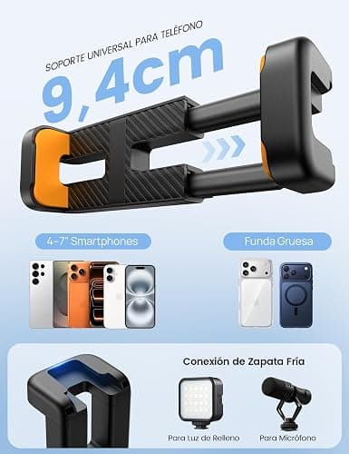 Lamicall Tripode para Móvil - [Ultraligero] Mini Tripode Flexible Portátil | con Control Remoto Inalámbrico, 360°Rotación, Trípode con Tornillo 1/4'' y Zapata Fría para iPhone/Android/Cámara/para GoPro thumbnail 7