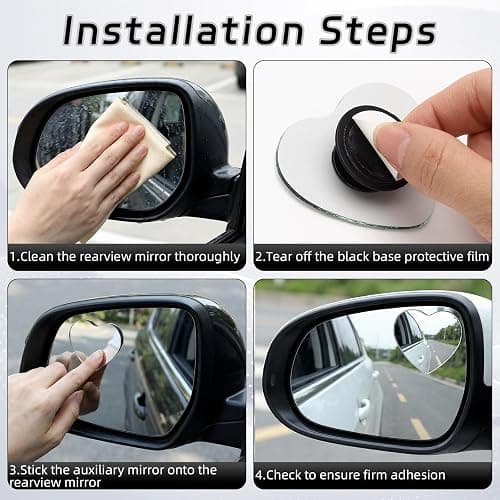 2 PCS Blind Spot Mirrors, Heart Shaped Rear View Mirrors, 360 Degree Adjustable, HD Glass Rearview Mirror Accessories, Wide Angle Convex Rear View Mirror for Trucks, Sedans, SUV, RV thumbnail 4