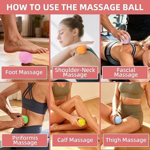 Massage Lacrosse Balls 2 Pack, Rubber Trigger Point Therapy Balls for Deep Tissue Myofascial Release, Plantar Fasciitis & Muscle Soreness Relief, Portable Pain Relief Tool (Purple and Blue) thumbnail 4