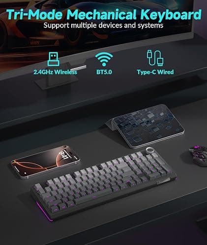 SOLAKAKA KI99 Pro 96% Wireless Mechanical Keyboard, RGB Gaming Keyboard, Hot-Swappable Pre-Lubed Switches, Gasket Structure Creamy Keyboards (Gradient-Black, Non-Silent Version) thumbnail 3